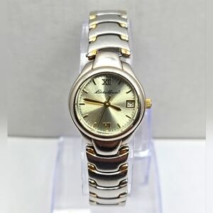 Eddie Bauer Date Watch 22mm Silver Gold Two Tone New Battery Runs